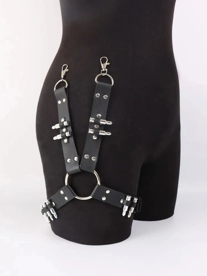 Punk Thigh Garter Belt Black Leather Leg Harness Rave Thigh Straps,Thigh Leg Harness Goth Cosplay - Kimlud