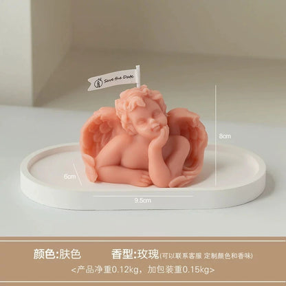 1Pc Nordic Style Cupid Angel Soy Wax Candle - Smokeless Essential Oil Aromatherapy Candle for Home Decor & Photo Props