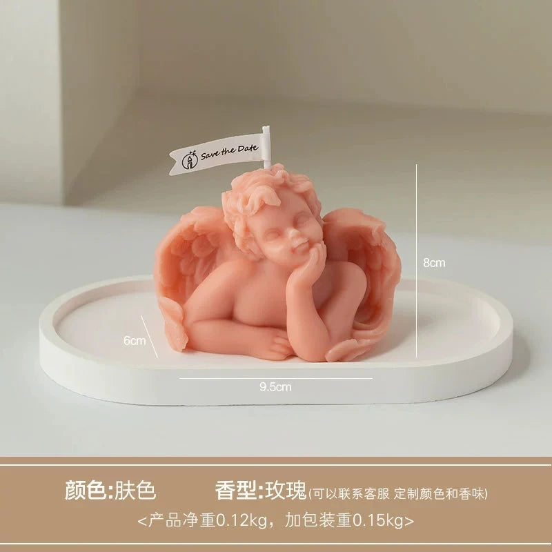 1Pc Nordic Style Cupid Angel Soy Wax Candle - Smokeless Essential Oil Aromatherapy Candle for Home Decor & Photo Props