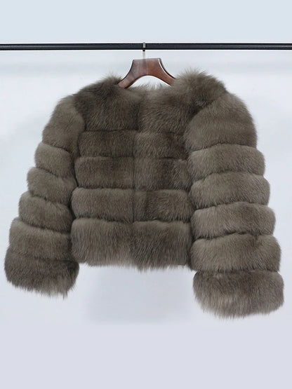 OFTBUY 2022 Winter Jacket Women Real Fox Fur Coat Natural Fox Fur Outerwear O-neck Three Quarter Sleeve Thick Warm Fashion New