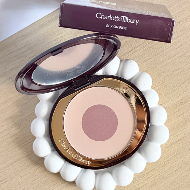 Charlotte 4 Colors Pink Diamond Heart-Shaped Lipstick Luminous Lip Glow and Two Color Heart Shape Powder Blusher Tilbury Makeup