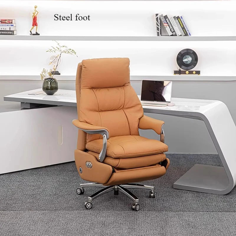 Leather Electric Chair Footrest Lift Rotatable Nordic Lazy Designer Adult Aesthetics Chair Wheels Luxury Bureau Meuble...