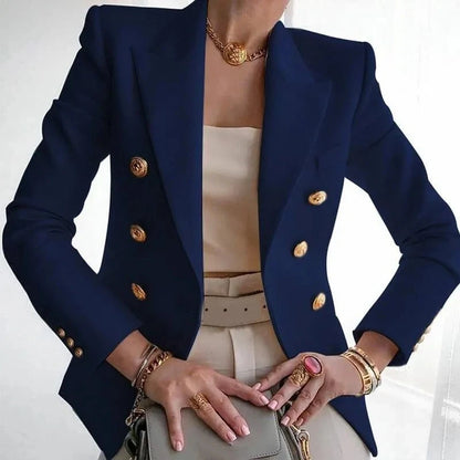 Women's Small Blazer Jacket 2025 Spring Autumn Casual Office Elegant Ladies Suit Coat High-end Double-breasted Lady Outerwear