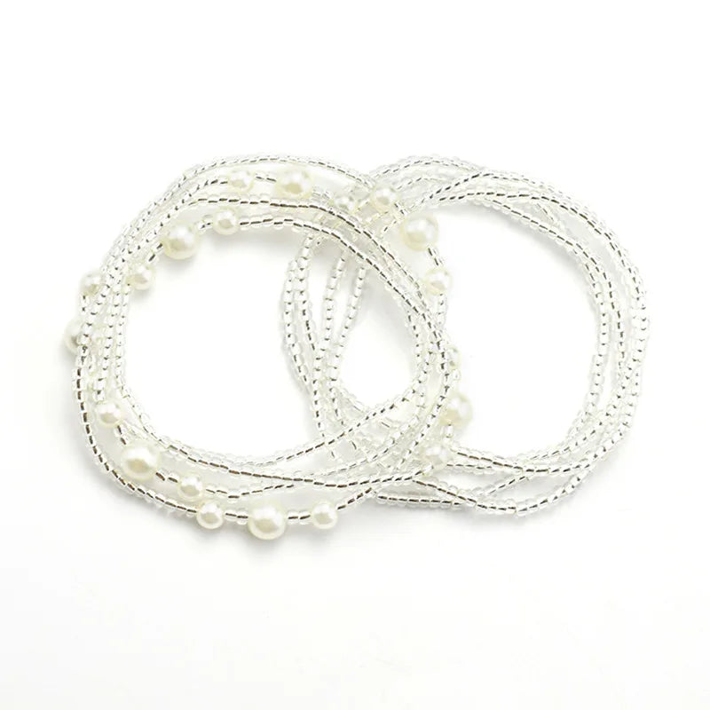 2 Pcs Sexy Summer Waist Bead Chains African Belly Beads Colorful Beach Bikini Body Belly Chain Elastic Jewelry for Women Girls - Kimlud
