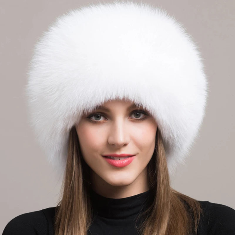Hot Sale 100% natural Fox Fur Hat Women Cap Thick Fur Cap Winter Warm Hat Female Fashion For Women Hat With Earmuffs Hat...