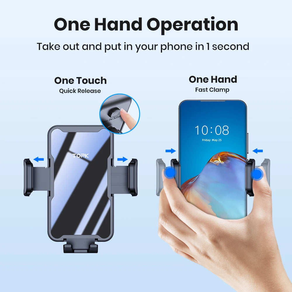 TOPK Car Phone Holder Mount[Upgraded Support Function] Metal Hook Cell Phone Holder for Car Air Vent Compatible with All...
