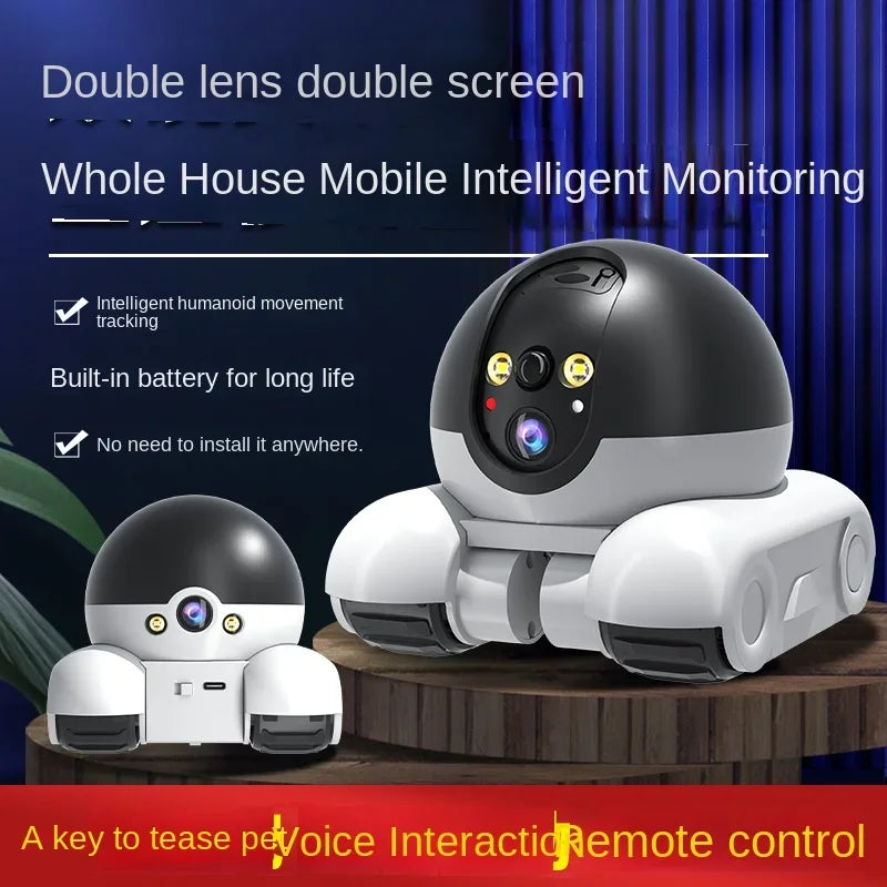 Dual lens, dual screen household 360 degree high-definition  robot monitoring vehicle intelligent camera