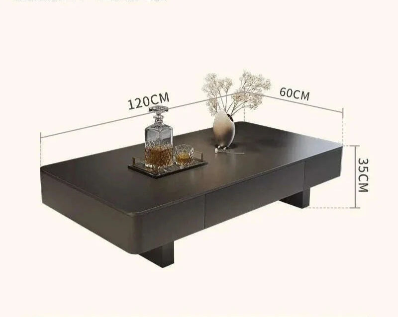 Italian coffee  living room home new light luxury high-end black rectangular simple small apartment rock slab coffee table