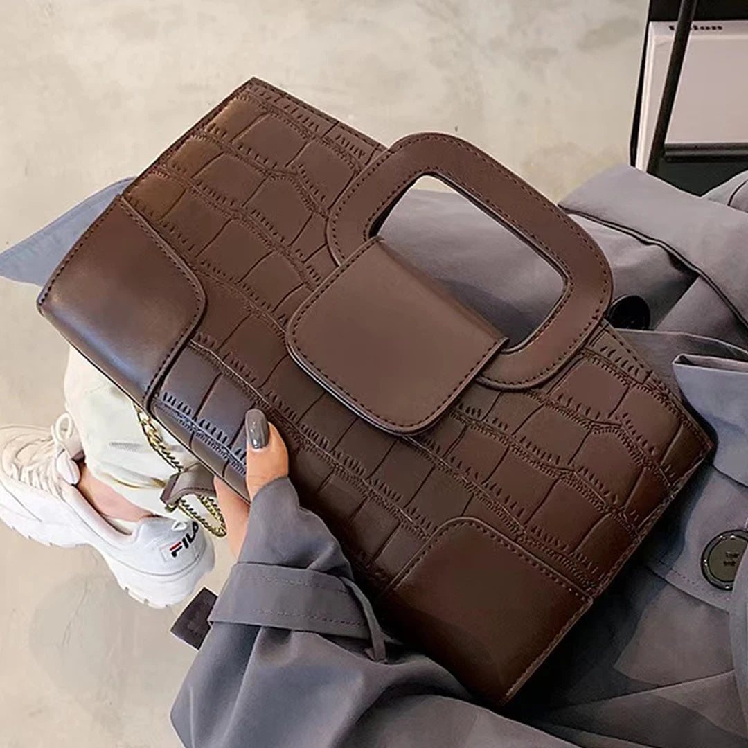 2025 New Crocodile Grain PU Leather Handbag for Women Vintage Large Capacity Evening Bag Simple Elegant Party Clutch Bag Shoulde