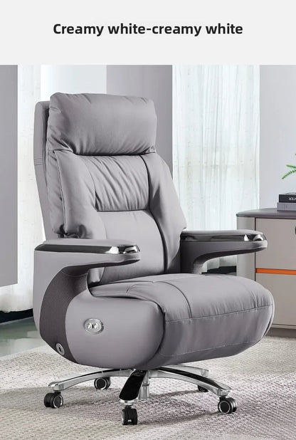 Electric Massage Boss Chair Heated Ventilated Gaming Chair Genuine Leather Executive Computer Seat Luxury Ergonomic Office Chair