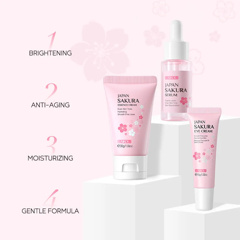 LAIKOU Vitamin C Skin Care Sets 3pcs Face Cream Serum Eye Cream Moisturizing Anti Wrinkles Facial Care Kit | Kimlud Mid...
