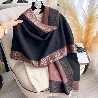 New Luxury Cashmere Plaid Leopard Scarf Winter Women Pashmina Shawls Warm Blanket Wraps Female Thick Scarves Bufanda...