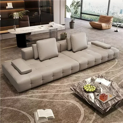 European Longer Sofa Luxury Leather Desig Lounge Living Room Sofa Modern Recliner Puffs Muebles Para El Hogar Couch Furniture
