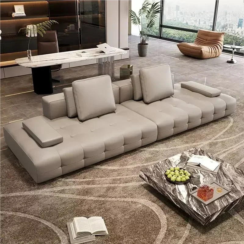 European Longer Sofa Luxury Leather Desig Lounge Living Room Sofa Modern Recliner Puffs Muebles Para El Hogar Couch Furniture