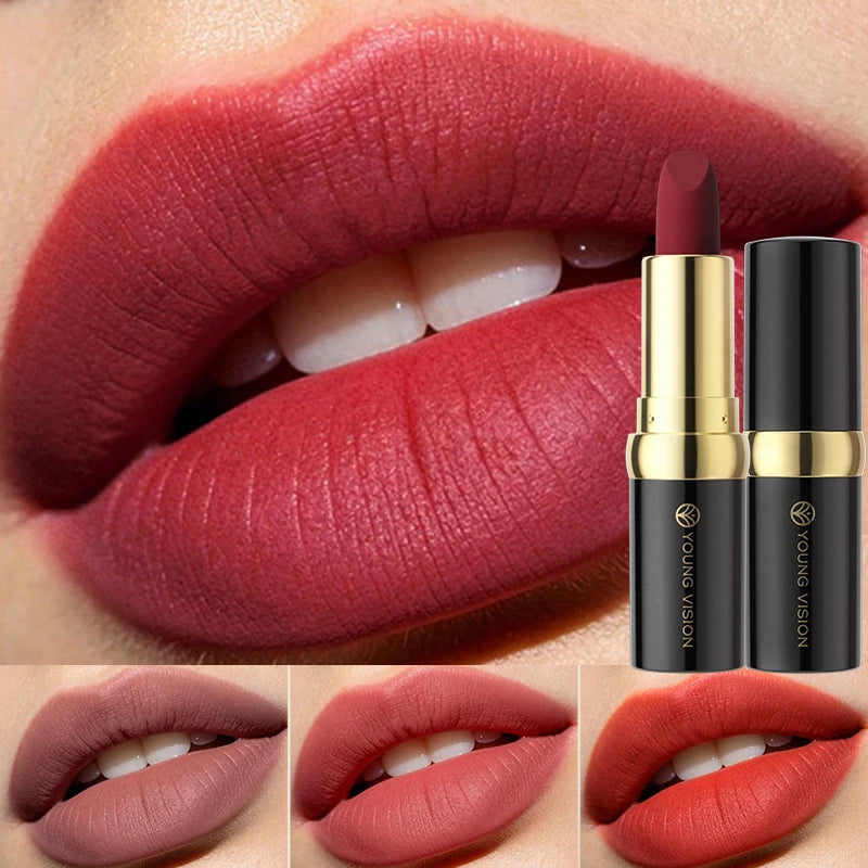 1Pcs Velvet Matte Lipstick Long Lasting Waterproof Sexy Red Lipsticks 5 Color Nude Pink Lip Gloss Makeup Non-stick Cup...