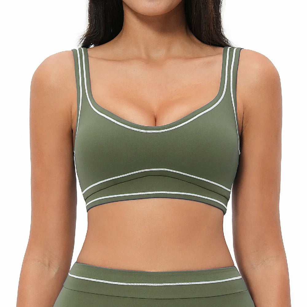 Breathable Yoga Bra Color Contrast Sports Bra Shockproof Gym Fitness Underwear High Strength Workout Top Female Sports...