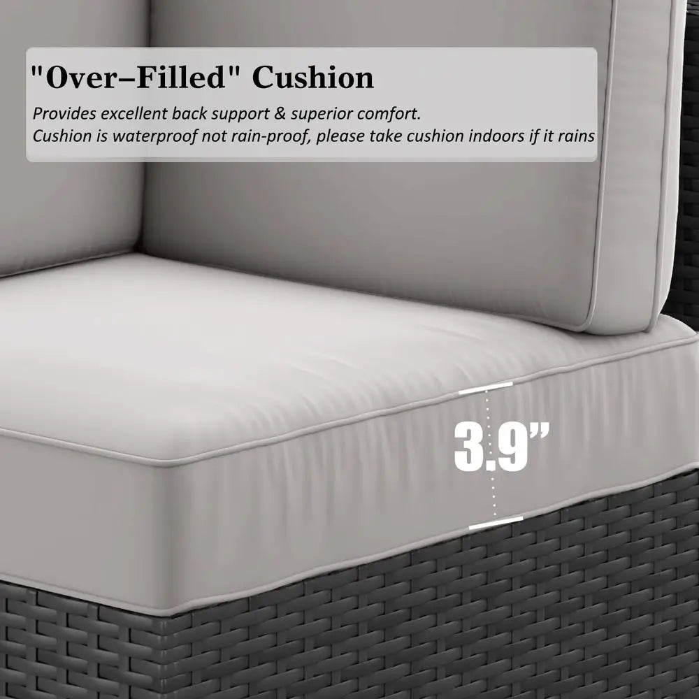 15-Piece Outdoor Patio Furniture Set with Fire Pit Table, Rattan Wicker Sectional Sofa with Coffee Table | Kimlud...