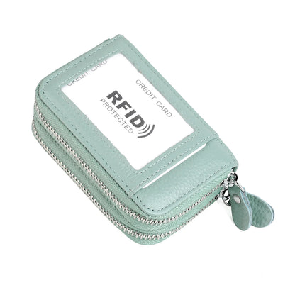 RFID Blocking Fashion Women Card Holder Genuine Leather Double Zipper Large Capacity Female Wallet Purse | Kimlud Mid...