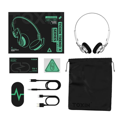 TOXIN Trend X Retro Wireless Bluetooth Headphones Over-Ear Lightweight Foldable with Microphone Comfortable Earpads for Music