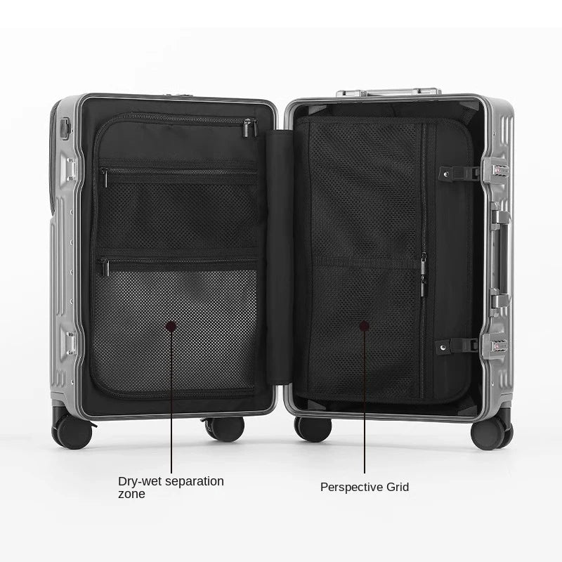 New Front Opening Luggage 24 inch USB Multifunctional Suitcase 20“ Boarding Trolley case 26 inch Large Capacity with Cup holder
