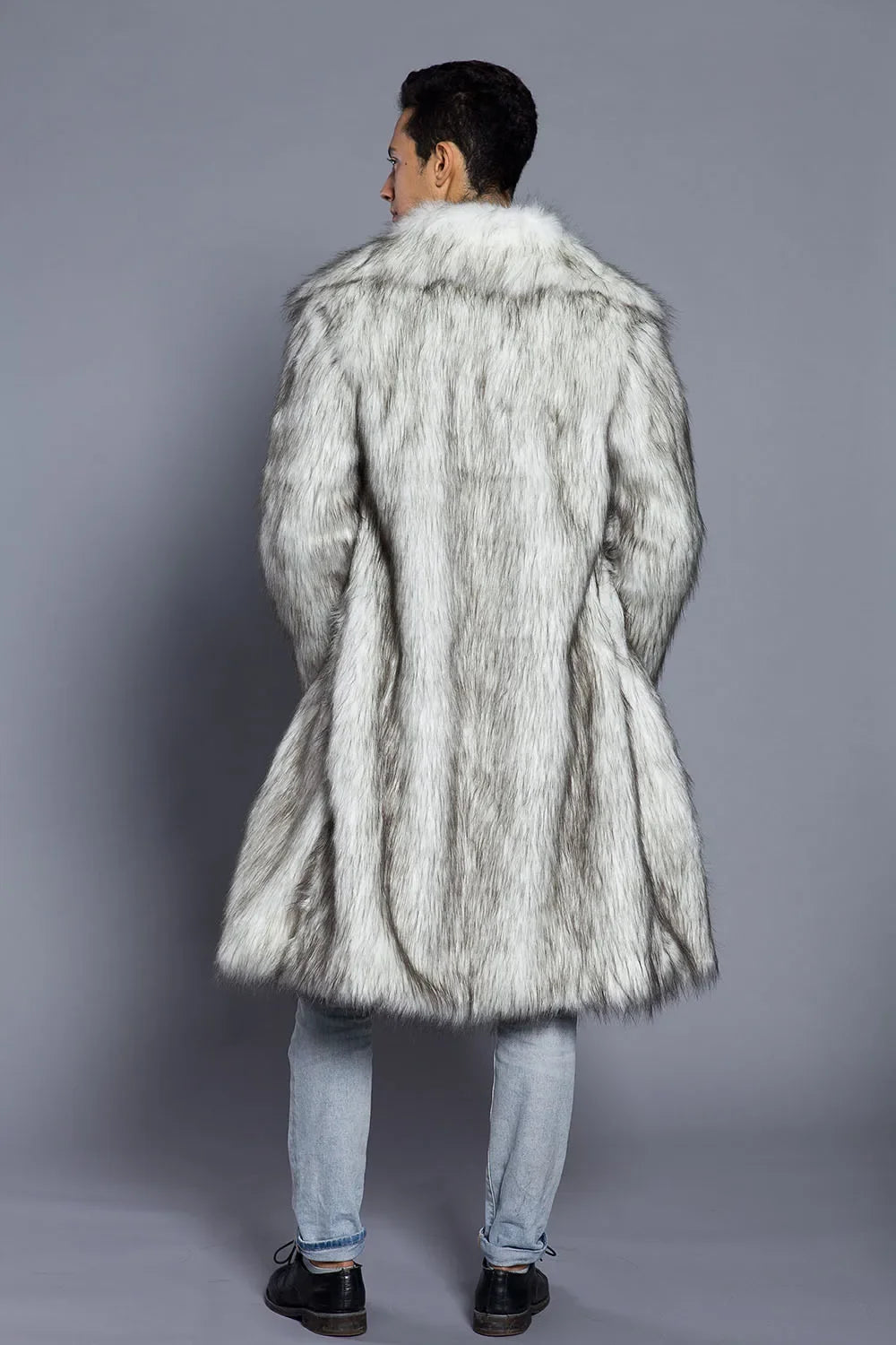 Men Faux Fox Fur Long Jacket Coat Winter Thick Fluffy Long Sleeve Warm Shaggy Luxury Faux Fur Long Jacket Bontjas Jackets Mens