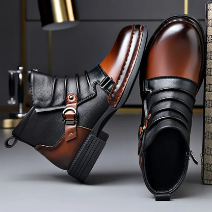 Autumn Winter Retro Ankle Boots for Men Fashion Casual Size Zipper Motorcycle Boots Man New Designer Warm Platform Shoes Male