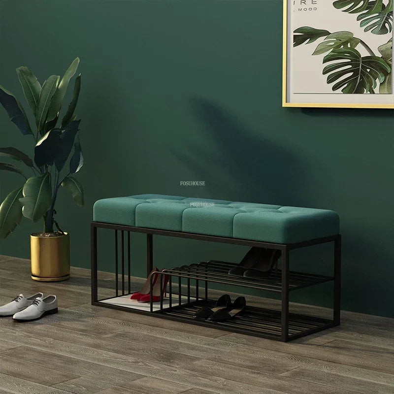 Door Ottomans Light Luxury Cushioned Bench Nordic Iron Art Shoe Changing Stools Modern Bed End Stool Home Living Room Furniture - Kimlud
