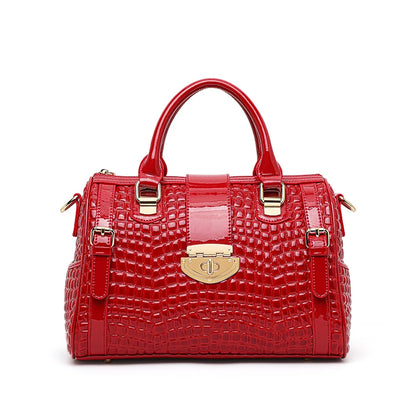 Leather handbag for women - new style, elegant Boston-style women's bag, lady's large capacity shoulder bag for moms