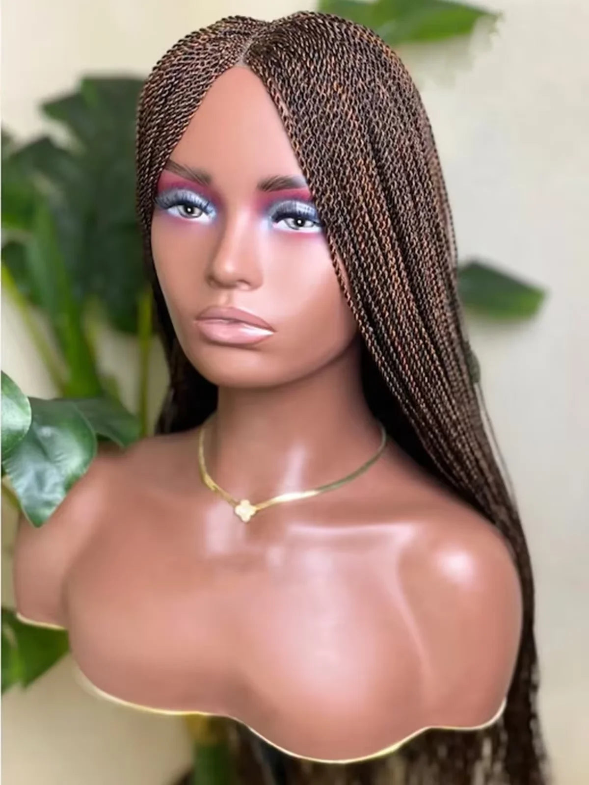 28 Inch Micro Twist Braided Wig for Black Women Front Lace Color 1B Black Braids Glueless Tiny Twist Braid Wigs