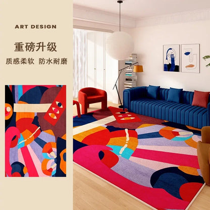 Living Room Carpet Art Irregular Color Abstract Home Bedroom Bedside Mat Easy To Care Cloakroom Coffee Table Rug Ковер Tapis 러그 - Kimlud