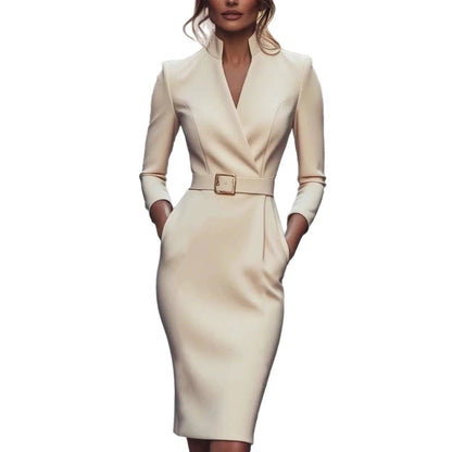Women Dresses 2026 new autumn Spring solid color puff sleeve high-end elegant ladylike dress women's clothing vestidoes...