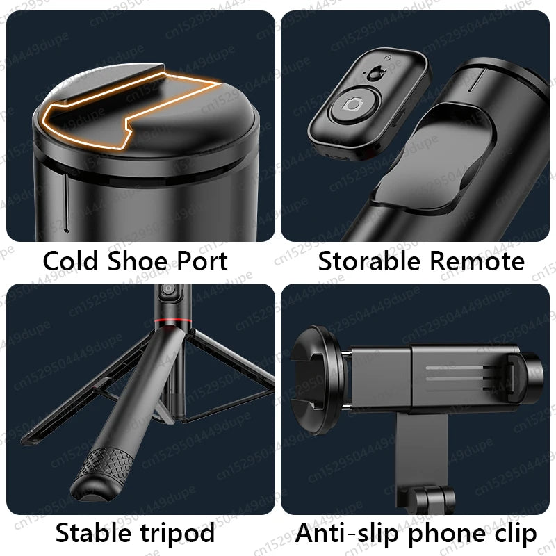 Portable Selfie Stick Tripod for Phone,Aluminum Alloy 72 inch Stand with Wireless Bluetooth,Cold Shoe for iPhone Smartphone