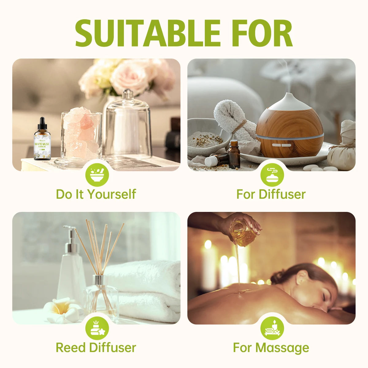 White Musk Essential Oil White Vanilla Rich Smell Skin Care Hair Care Hydrating Moisturizing Aromatherapy Aromatherapy Candle