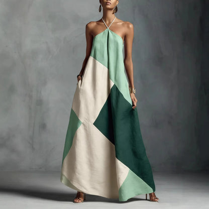 2026 New Cross-Color Printed Cross-Border Dress Loose Long Skirt Leisure Spring and Summer Style | Kimlud Mid Range Dress