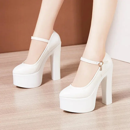 15cm Small Size 32-43 Sexy Extreme Block High Heels Shoes for Dress Model Party Wedding 2025 Shallow Thick Bottom Platform Pumps
