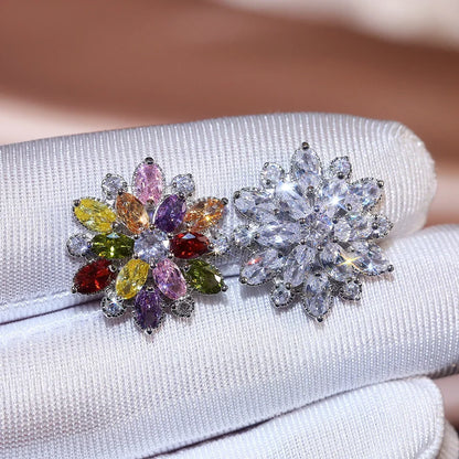 Cute Big AAAAA Bling Cubic Zirconia 925 Silver Needle Stud Earrings Fashionable Flower Earring for Women Jewelry Gift...