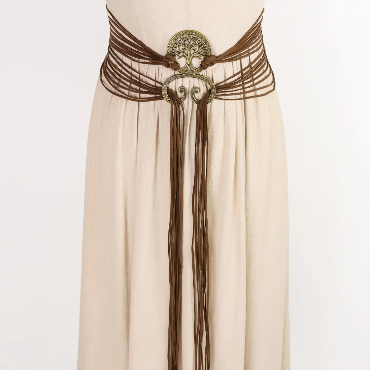 Nordic Witch Style Knotted Rope Waist Belt, Medieval Long Knot Ring Belt for Women, Viking Revival Era Costume Accessory