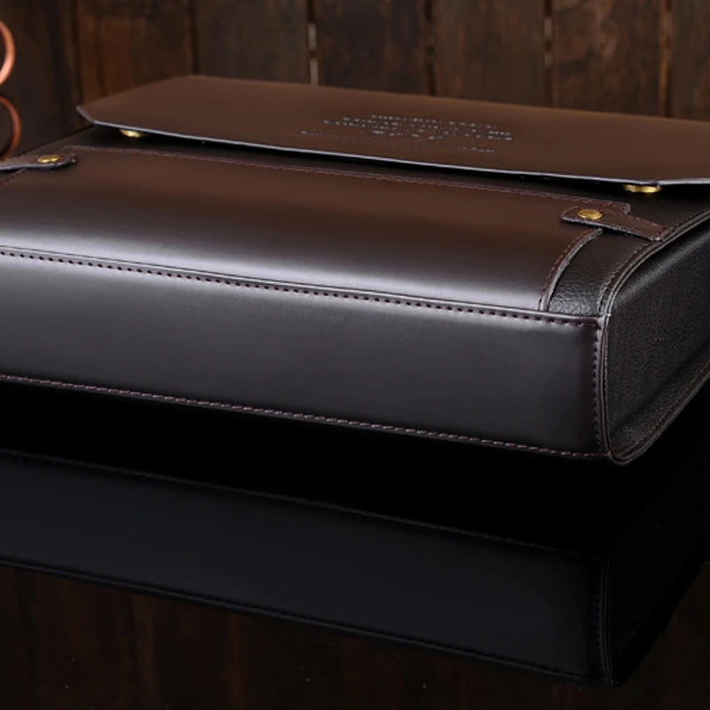 YoReAi Men's Business PU Wear-resistant Messenger Bag Casual Hard Leather Briefcase Large Capacity Fashion Storage Bags Wallet