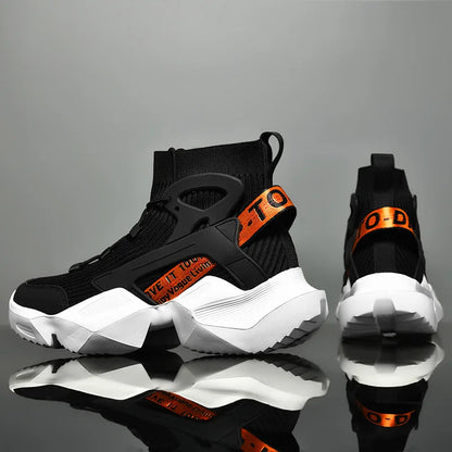 2026 New High-top Socks Shoes Chunky Sneakers Men White Trend Street Light Sports Running Shoes Big Size 45 46 Walking shoes