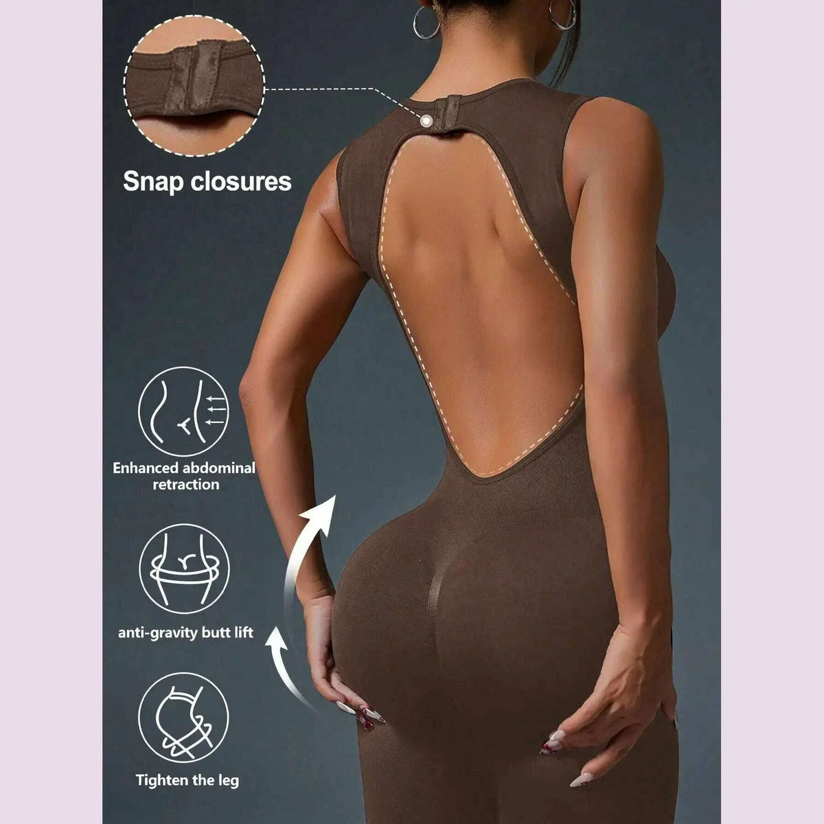 Tight Crewneck Sleeveless Jumpsuit, Zipper Closure Sports Yoga Slim Fit Long Seamless Jumpsuit, Women's Tracksuit