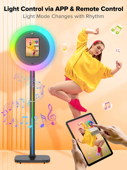 Ipad Photo Booth Machine for Parties Events with RGB Ring Light Portable Photobooth Machines APP Control Photo Booth Machine
