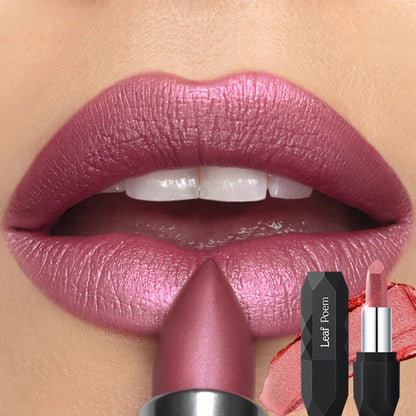 Nude Pink Pearlescent Glitter Matte Lipstick Metallic Waterproof Long Lasting Rose Pink Shimmer Diamond Lipstick Makeup...