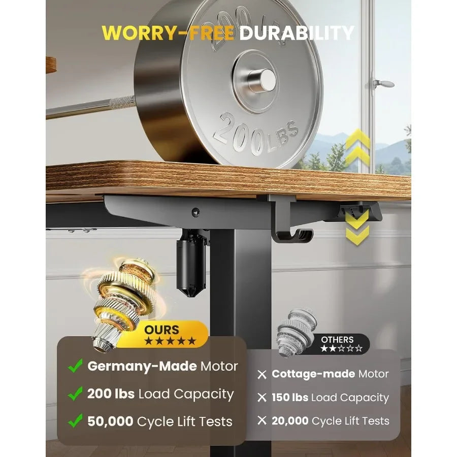 L-Shaped Standing Desk - 55 Inch Adjustable Corner Desk Electric Sit-Stand Computer Table with Memory Controller for Home Offic