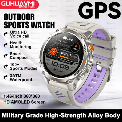 2025 New Outdoor Sport Smart Watch Men HD AMOLED Screen  Six Star GPS Positioning Heart Rate Bluetooth Call IP69/5ATM SmartWatch