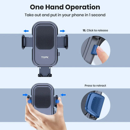 TOPK Car Phone Holder Mount,[Upgraded Support Function] Metal Hook Cell Phone Holder For Car Air Vent Compatible With...
