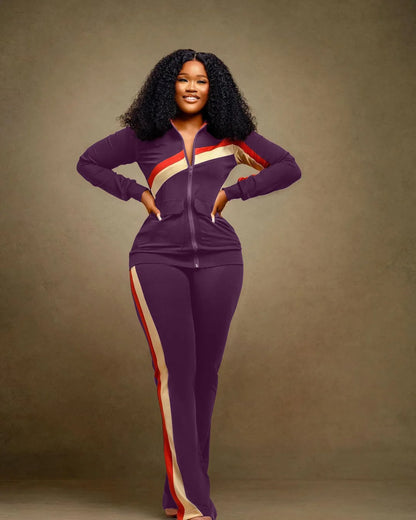 Women Fall Clothes 2025 Slim Zippered V-neck Jacket Trousers Tight Sports Long Sleeves Suit Conjuntos De Mujer 2 Piezas Elegante