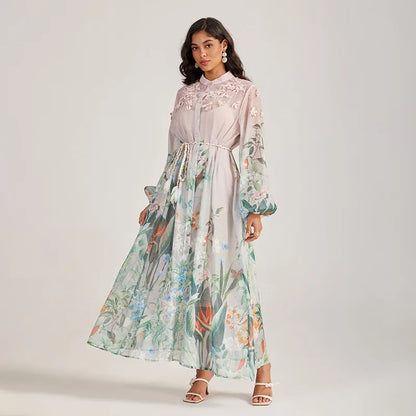 Sle Long Sve Embroidered Dr Stand Collar Tee Dimensional Holiday Faion Low Waist Thi Winter Street Sle