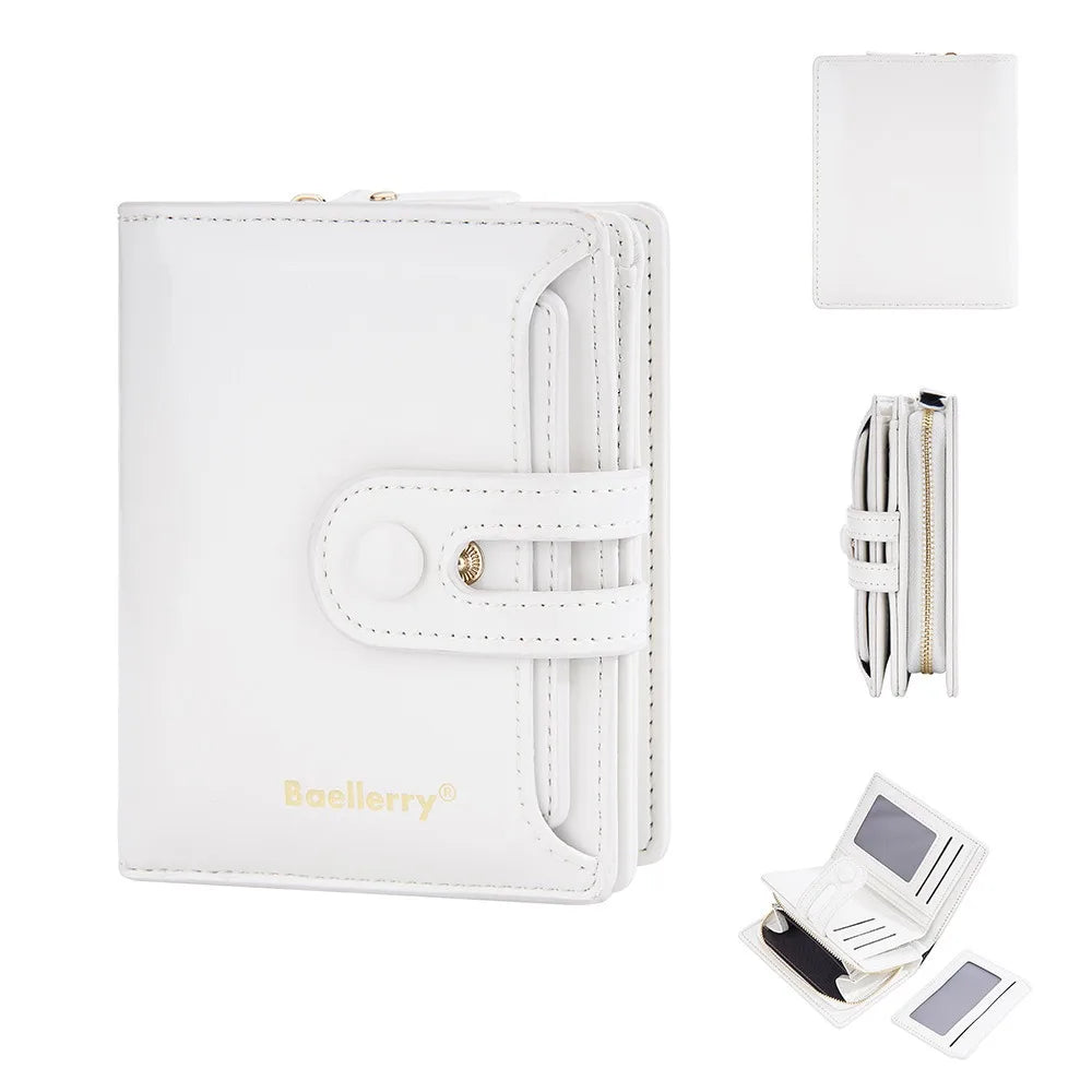 Women's Oiled Waxed Leather Wallet - Buckle Closure, Vertical Zipper Coin Pocket & 6 Card Slots (Heritage Design)