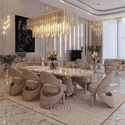 Hot Sale Manufacturer Factory Price Customization Luxury Design Dining Room Furniture Marble High End Dining Table Set |...