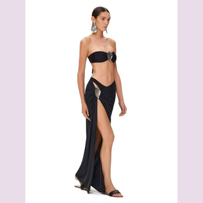 Off Shoulder Bikini With Skirt Women Swimsuit 2025 Biquini High Cut Swimwear Lady Holiday Bath Suit Female Beachwear Outfits
